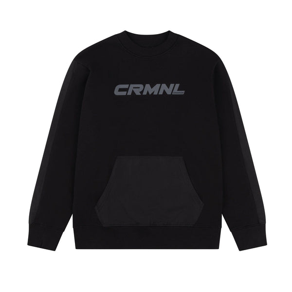 CRMNL' NYLON DETAIL SWEATSHIRT - BLACK