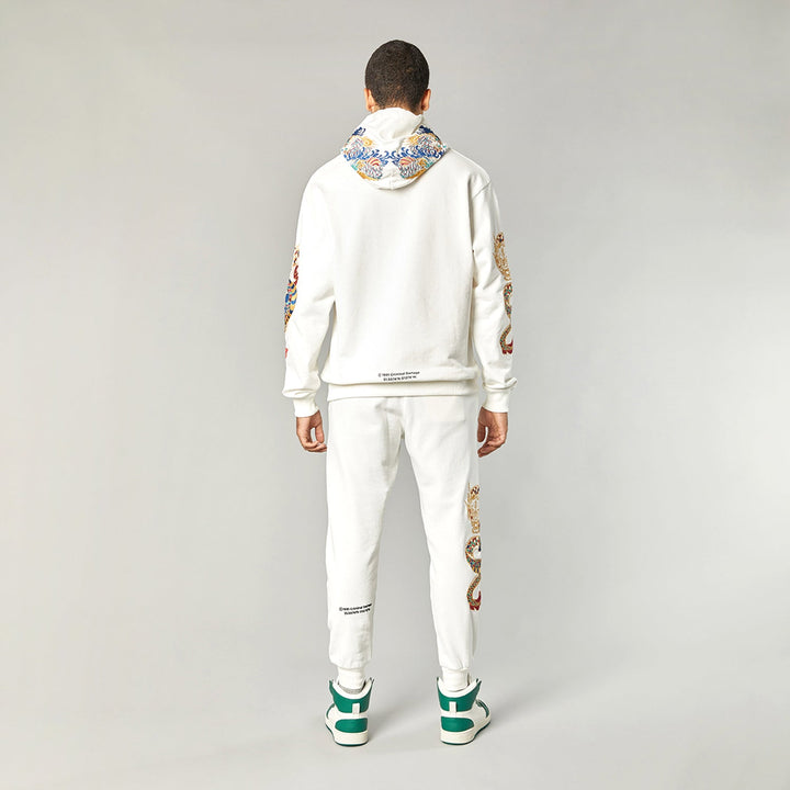 GOLD DRAGON EMBROIDERY JOGGERS - OFF WHITE