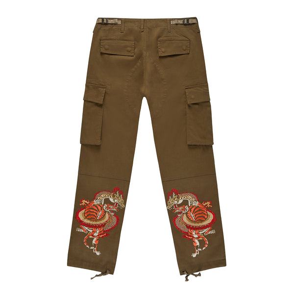 HIDDEN DRAGON CARGO PANTS - DARK KHAKI