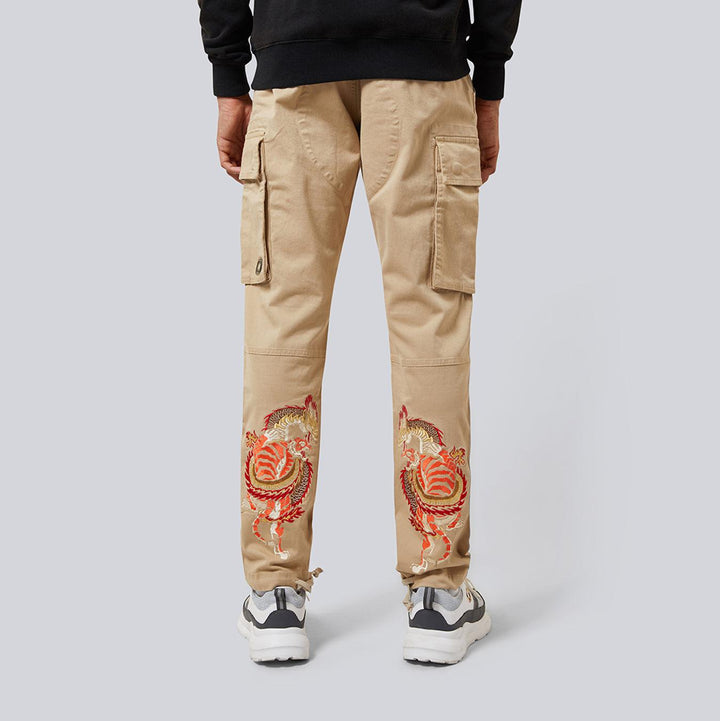 HIDDEN DRAGON CARGO PANTS - STONE