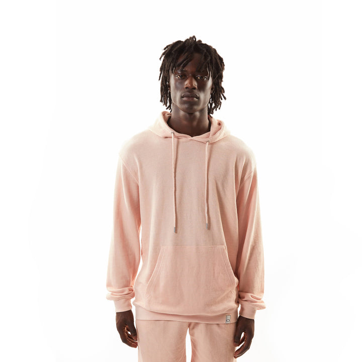 PIQUE KNITTED HOODIE - DUSTY PINK